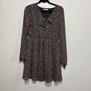Maurices Black Floral Long Sleeve Dress